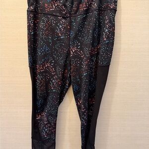 Avia Black Leggings with Pink, Red and Blue Speckle Print